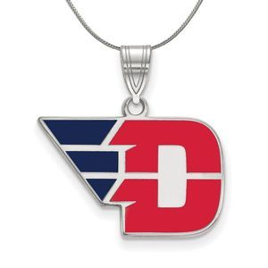 Sterling Silver U. of Dayton Medium Enamel Necklace - 16 Inch
